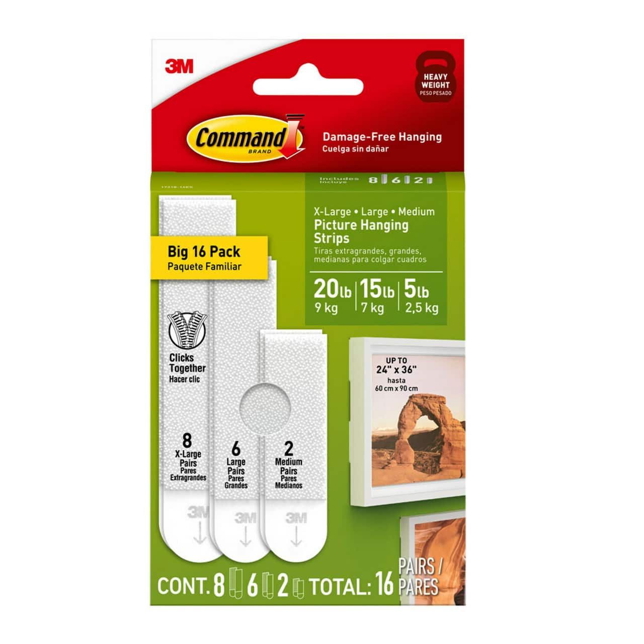 3M Command™ White Picture Hanging Strip Mixed Pack